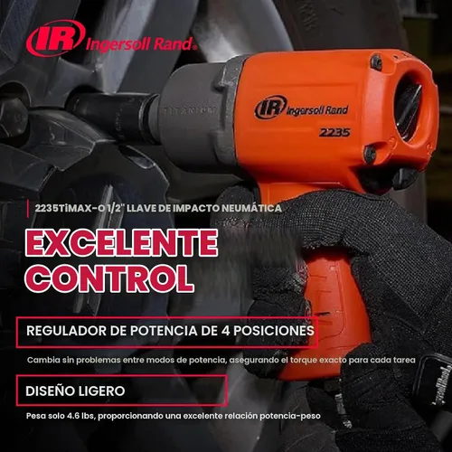 Vista 3 de Ingersoll Rand 2235TIMAX-O - Llave de impacto neumático de 1/2 pulgada, par de torsión de 1350 pies-libra, carcasa de martillo de titanio, retenedor