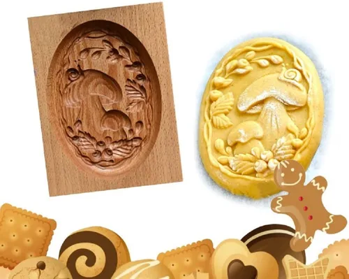 Vista 12 de Molde de Galletas de Madera Tallada con Pájaro - Cortador de Galletas de Jengibre DIY con Prensa de Relieve
