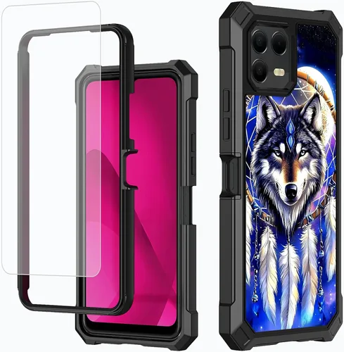 Vista 47 de Funda para T-Mobile Revvl 7 de 6.6 pulgadas con protector de pantalla, policarbonato duro de doble capa resistente y TPU suave a prueba de golpes