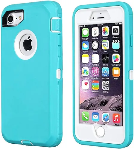 Vista 17 de Funda para iPhone 8 y iPhone 7, resistente, con función atril, protector de pantalla integrado, 4 en 1, fuerte y resistente a prueba de golpes