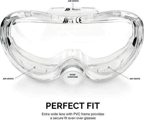 Vista 3 de Lentes protectores de seguridad con visión amplia 53875B, antiniebla, ajustables y ligeros, aprobados para el estándar ANSI Z87.1, de Neiko