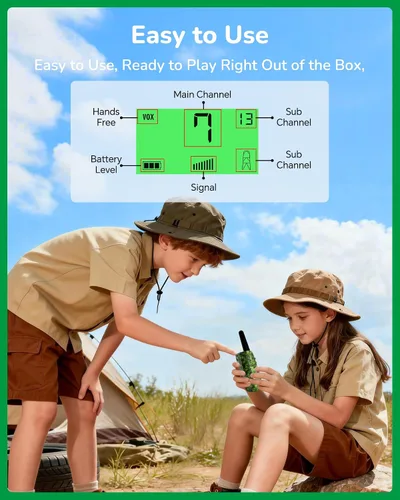 Vista 5 de Walkie Talkies para Niños Rellenos de Media Juguetes para Niños y Niñas de 3-12 Años, Alcance de 3 Millas Walkie Talkie para Acampar, Exterior