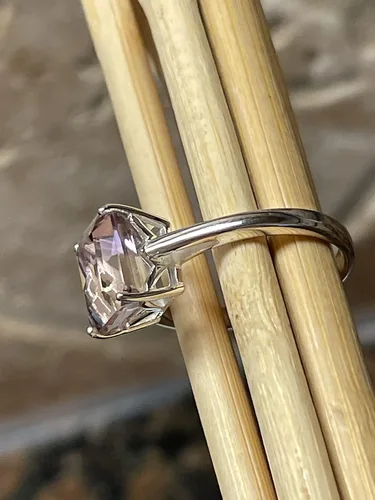 Vista 4 de Anillo de compromiso de plata esterlina 925 maciza ametrina de 1 ct tamaño 8, 9
