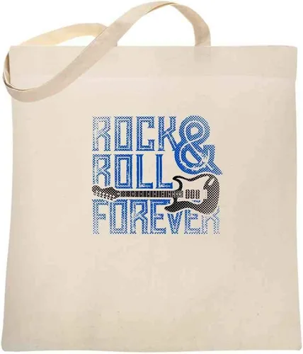 Vista 2 de Pop Threads Rock and Roll Forever Music Retro Vintage Guitar Band Bolsa de lona vintage