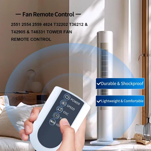 Vista 2 de Reemplazo de control remoto para ventilador Lasko 2551 2554 2559 4824 T32202 T36212 Torre de curva de viento, torre oscilante T42905 T42950, T48331