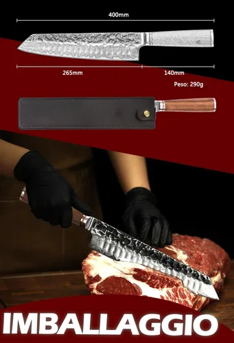 Vista 5 de YOUSUNLONG - Cuchillo de chef Kiritsuke de 10 pulgadas, rebanador japonés de damasco