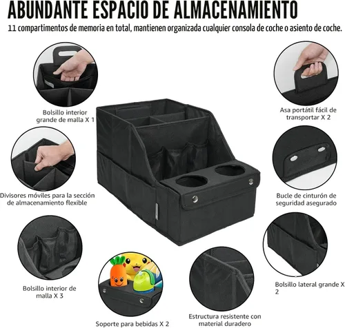 Vista 3 de MULISOFT Organizador de asiento de automóvil, organizador de asiento trasero con 11 compartimentos de almacenamiento y 2 portavasos, organizadores