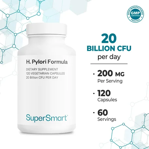 Vista 4 de Supersmart - Paquete de fórmula H. Pylori (acción completa) - Probiótico L. Reuteri con goma de mascar Sin OMG y sin gluten - 60 x 2 y 120