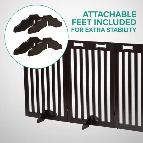 Vista 4 de Arf Pets Puerta independiente para perros con puerta, 6 paneles de valla de madera configurable de 360°, 120 pulgadas de ancho, 31.5 pulgadas