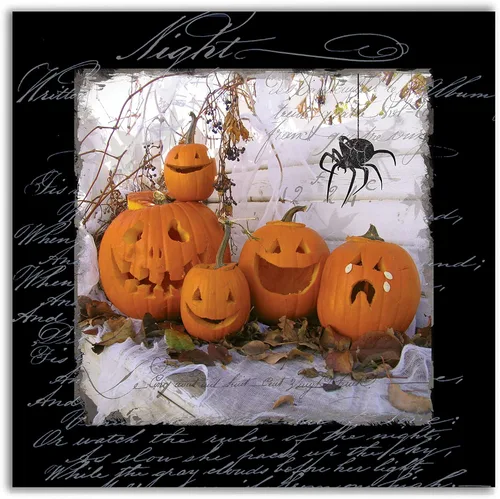 Vista 11 de Renditions Gallery Haunted House - Lienzo decorativo para pared de Halloween, 16 x 16 pulgadas