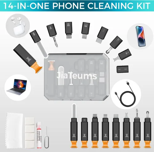 Vista 7 de Herramienta de limpieza de puerto de carga para iPhone, kit de limpieza y reparación JiaTeums para iPhone y Airpod, teléfono celular, computadora