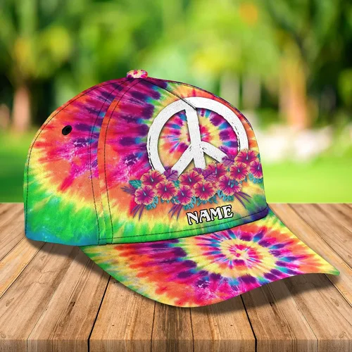 Vista 4 de Gorra unisex impresa en 3D con nombre personalizado, teñido anudado, hippie, con nombre, nombre personalizado, gorra clásica, gorra de béisbol