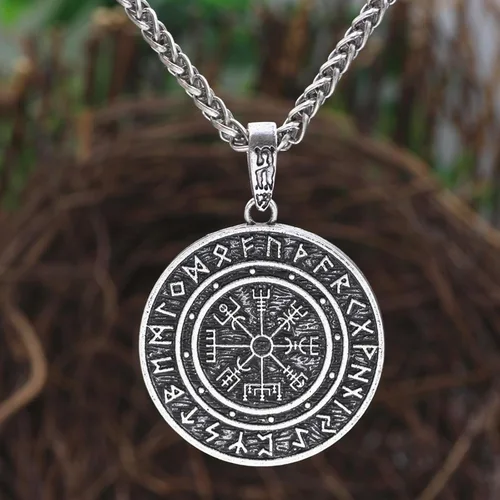 Vista 2 de Leprato Collar vikingo nórdico, amuleto de runa vikinga nórdica, dije de amuleto vikingo, regalo de joyería para hombres y mujeres