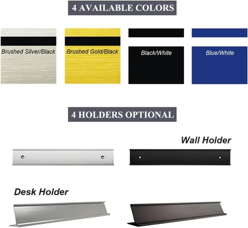 Vista 3 de Placa de identificación personalizada con soporte de pared o escritorio letrero de grabado personalizado 1x8