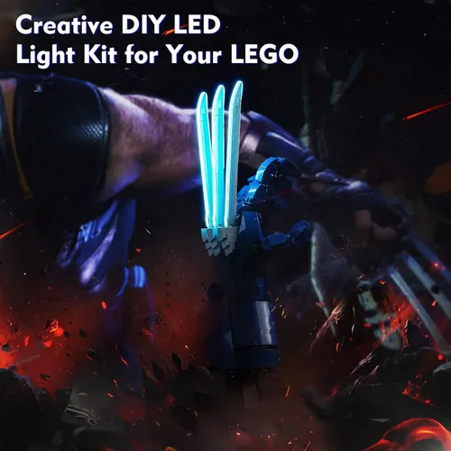 Vista 4 de LocoLee Kit de luz LED compatible con LEGO Wolverine Adamantium Claws 76250, accesorios de iluminación de bricolaje compatibles con LEGO 76250 juego