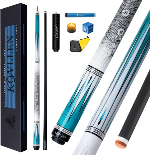 Vista 32 de KONLLEN Carbon Fiber Pool Cue 2.0 – 58" Low Deflection Performance Cue for Improved Accuracy & Consistency, 12.5mm Tip, Pro Taper