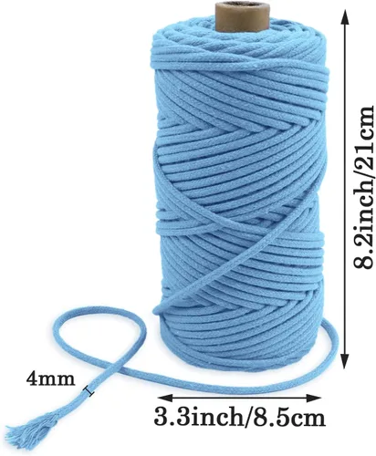 Vista 2 de JeogYong Cuerda de macramé de 0.157 in x 109 yardas, cuerda trenzada de algodón natural, cuerda de macramé para bolsas de ganchillo, colgar