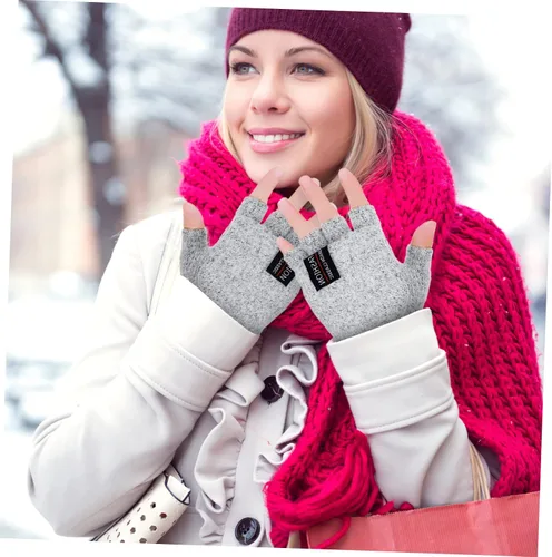 Vista 5 de LIOOBO Guantes calefactados por USB: guantes de escritura suaves para tejer, guantes de calentamiento de invierno, calentadores de mano