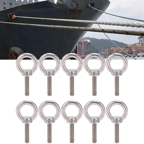 Vista 5 de Perno de ojo M6, pernos de ojo de elevación de maquinaria de acero inoxidable, pernos roscados de elevación de tornillo de anillo redondo, hardware