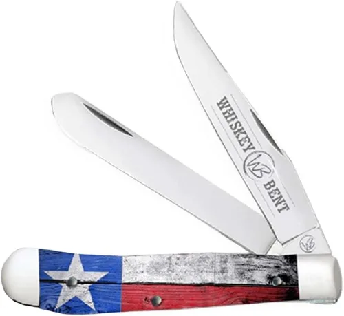 Vista 38 de WHISKEY BENT HAT CO. Navaja de bolsillo plegable tradicional Trapper de 4.125 pulgadas, longitud cerrada, cuchillas de acero inoxidable 440C (azteca)
