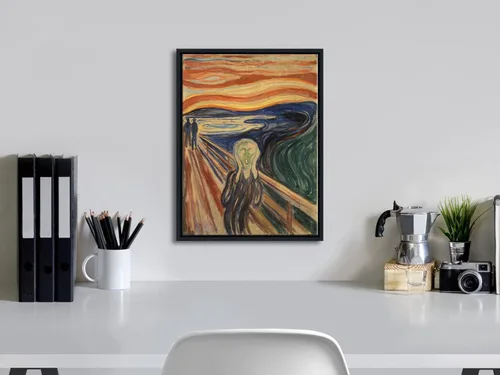 Vista 4 de Wieco Art Arte enmarcado El grito de Edward Munch pinturas famosas reproducción abstracta lienzo impresiones obras de arte para decoración de pared