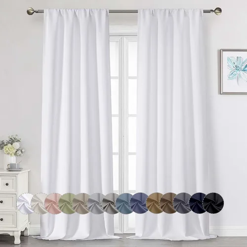 Vista 76 de Cortinas opacas para dormitorio, sala de estar, juego de 2 paneles de 54 pulgadas de largo, cortinas de oscurecimiento de habitación con aislamiento
