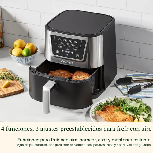 Vista 3 de Freidora de aire Cuisinart, canasta grande de 6 cuartos de galón con 4 funciones de cocción para freír al aire, hornear, asar y mantener caliente, 3