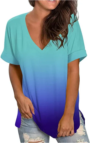 Vista 2 de DASAYO Camisetas casuales de verano para mujer, talla grande, camisas de manga corta, blusa para salir, túnica para mujer