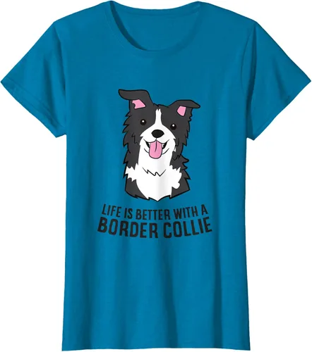 Vista 67 de Camiseta Border Collie Owner Life Is Better With a Border Collie Dog, Blanco, S