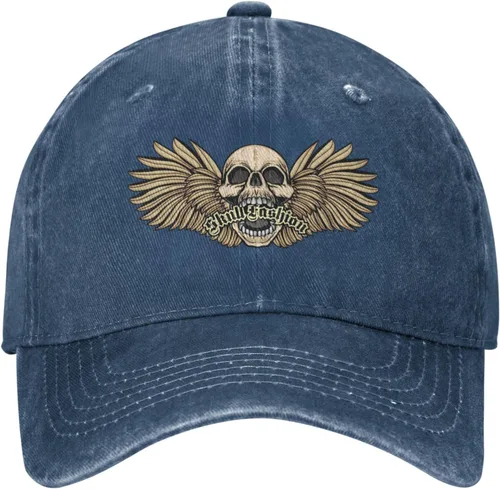Vista 2 de Cowboy Hat Trendy Hats for Man and Women Djustable Four Season Outdoor Baseball Cap of Hell Skull with Angel Navy Blue