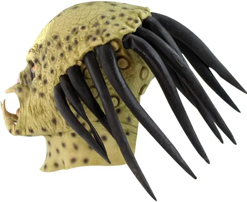 Vista 5 de Lyxaof Máscara de depredador, máscara de monstruo alienígena, réplica de réplicas de soldados, casco de cosplay, espeluznante disfraz de depredador