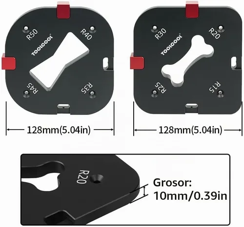 Vista 2 de TOOLCOOL Router Corner Radius Template Router Radius Jig Aleación de aluminio Esquina Guía de enrutamiento Conjunto Uso con enrutador de mesa