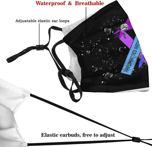 Vista 4 de Máscara de mariposa púrpura de la conciencia reutilizable y ajustable para hombres y mujeres Bandana paño deportes al aire libre negro