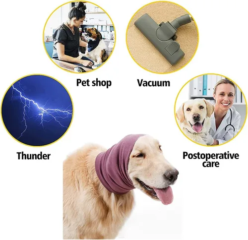Vista 3 de Quiet Ears for Dogs - Paquete de 3 fundas para oídos para perros, para ruido, aseo y secado de fuerza, milagro para aliviar la ansiedad y calmar