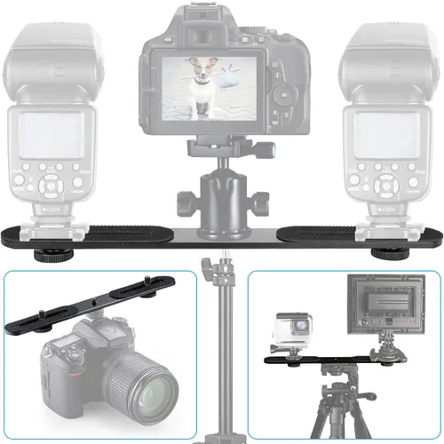 Vista 3 de EXMAX Soporte de flash para trípode de tornillo de 1/4 de pulgada, soporte de luz para cámara DSLR, aleación de aluminio, montaje de tornillo de 1/4