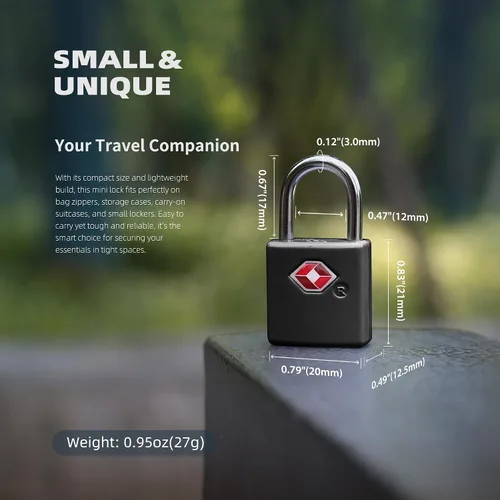 Vista 2 de Cerraduras TSA para equipaje con llaves, cerraduras de equipaje aprobadas por la TSA, paquete de 4 unidades, esenciales de viaje internacional