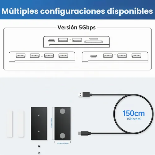 Vista 7 de EJAY Concentrador USB A magnético de 4 puertos de 5 Gbps para Mac y Windows