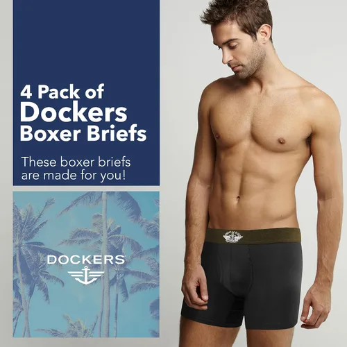 Vista 2 de Dockers Calzoncillos tipo bóxer de microfibra para hombre, paquete de 4