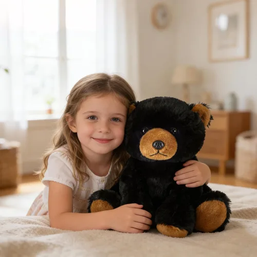 Vista 3 de Ditucu Peluche de oso negro de 8 pulgadas, lindos juguetes de peluche realistas, ultra suaves, regalos para niños