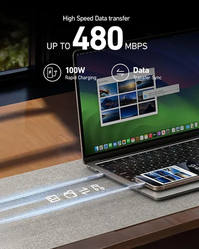 Vista 72 de Dasku iPhone 17 USB C a USB C de carga rápida, 60 W (3.1 A), paquete de 2 cables cargador de carga de 3 pies tipo C para iPhone 17/16/15/15 Plus/15