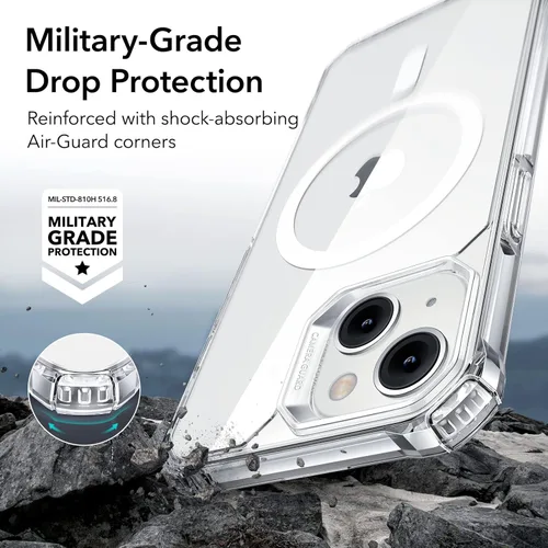 Vista 3 de ESR Funda para iPhone 14/13, compatible con MagSafe, protección de grado militar, esquinas que absorben los golpes, resistente a los arañazos, parte