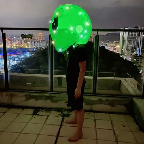 Vista 5 de Adult inflatable Costumes with Led Light Up Alien Dinosaur Skull Head