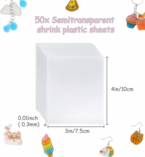 Vista 7 de Auihiay 50 hojas de plástico retráctiles, mini papeles de película retráctil para niños, bricolaje, llaveros, decoración de Pascua y regalos del día