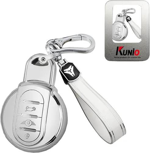 Vista 10 de KUNIO Funda para llavero de automóvil para BMW Mini Cooper S Cooper D Key Holder 3 Botones, accesorio de coche Negro