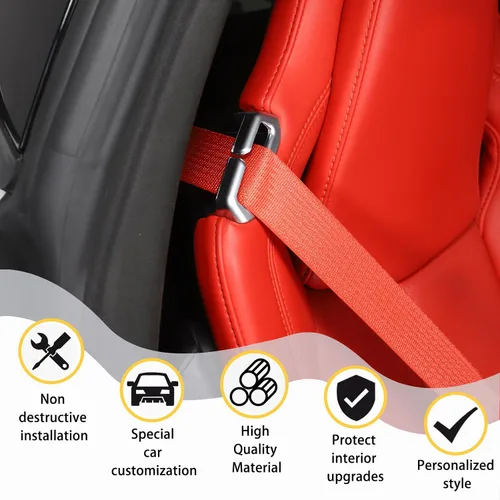 Vista 4 de Kit de cubierta decorativa de hebilla para cinturón de seguridad compatible con Chevrolet Corvette C8 2020-2023, accesorios de repuesto para hebilla