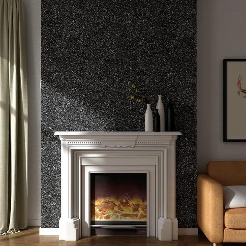Vista 4 de Decotalk Papel tapiz con purpurina para despegar y pegar, papel de contacto con lentejuelas negras de 17.7 x 120 pulgadas, papel tapiz negro