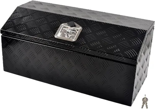 Vista 9 de Caja de herramientas de lengüeta de remoleta de aluminio de 26 pulgadas, caja de almacenamiento de utilidad amplia para remolque, organizador