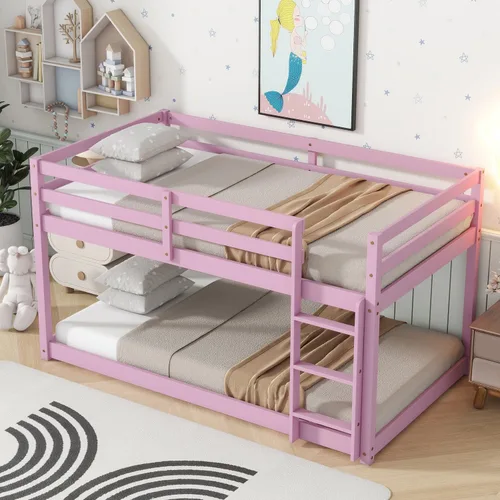 Vista 12 de Twin Size Bunk Bed with Panelled Headboard and Footboard, Antique Dark Oak Antique Oak