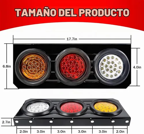 Vista 2 de 2 PCS Luces Traseras LED para Remolque de Camión con Base de Soporte de Hierro, Luces Traseras LED Redondas de 12V-24V para Lámparas