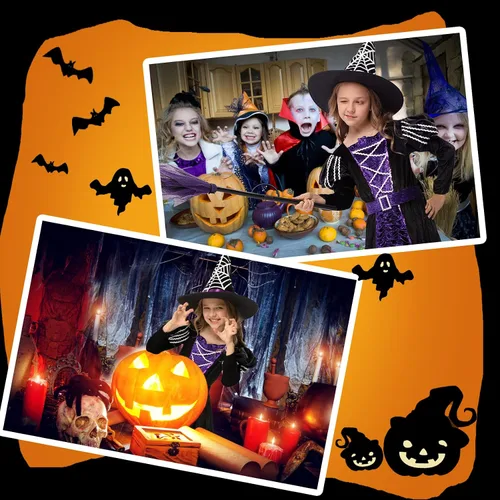 Vista 6 de Knowfunn Disfraz de bruja para niñas, disfraz de bruja de cuento de hadas para Halloween, disfraz de fiesta de Halloween